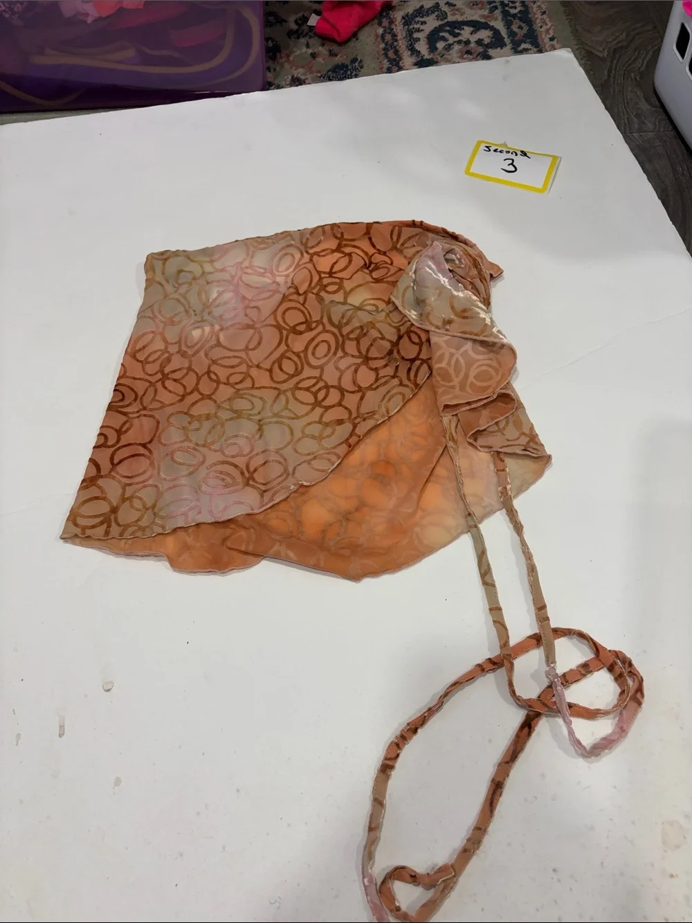 Capezio Orange Sheer Patterned Dance skirt with Ties